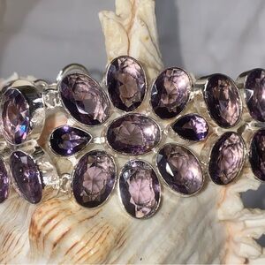 Gorgeous Purple Quartz cluster statement Bracelet cuff